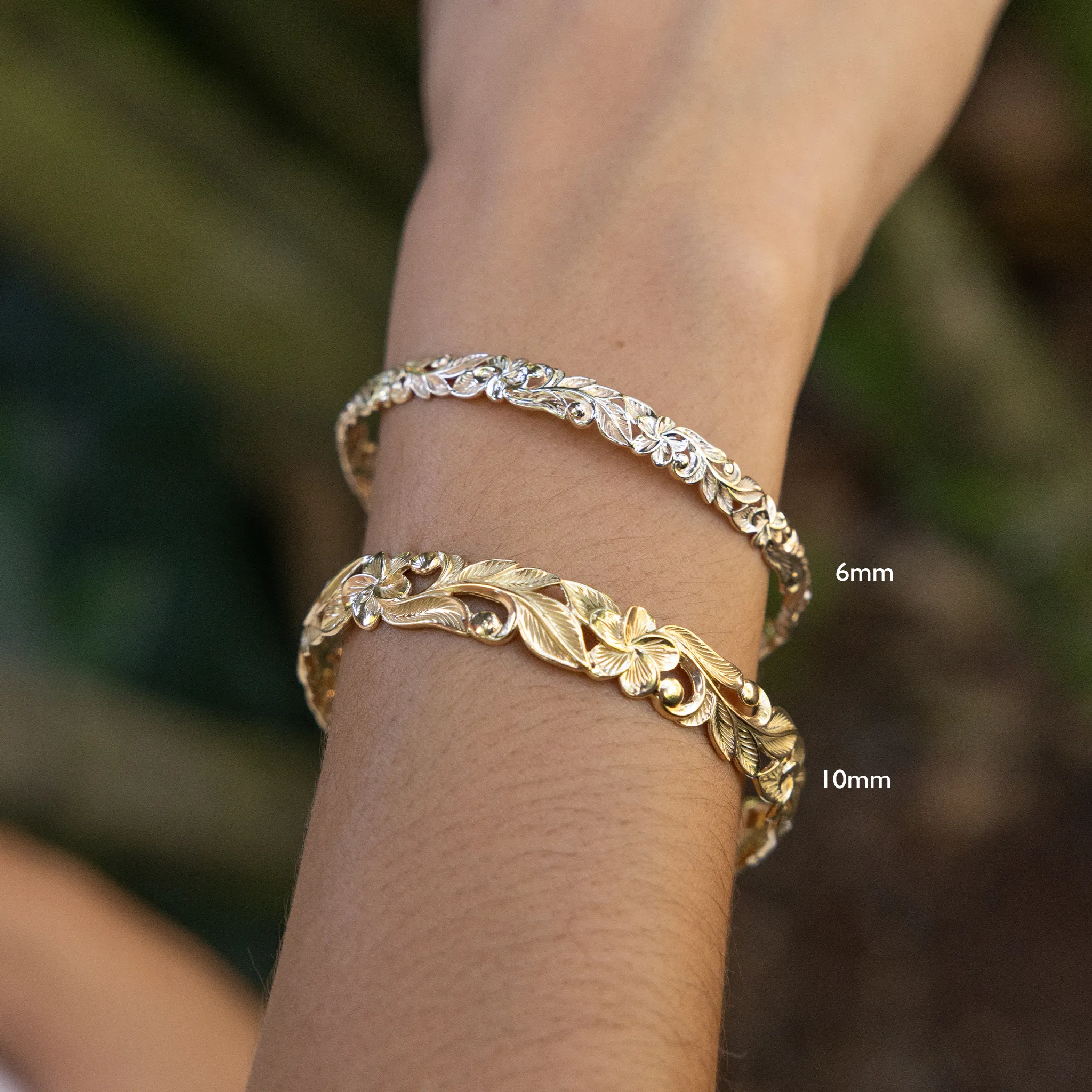 Hawaiian Heirloom Plumeria Bracelet in Gold - 6mm