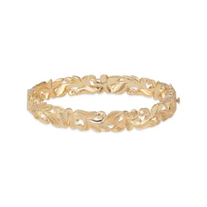 Hawaiian Heirloom Plumeria Hinge Bracelet in Gold - 10mm