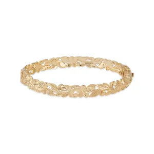 Hawaiian Heirloom Plumeria Hinge Bracelet in Gold - 8mm