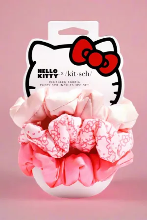 Hello Kitty x Kitsch Recycled Fabric Puffy Scrunchies 3pc Set