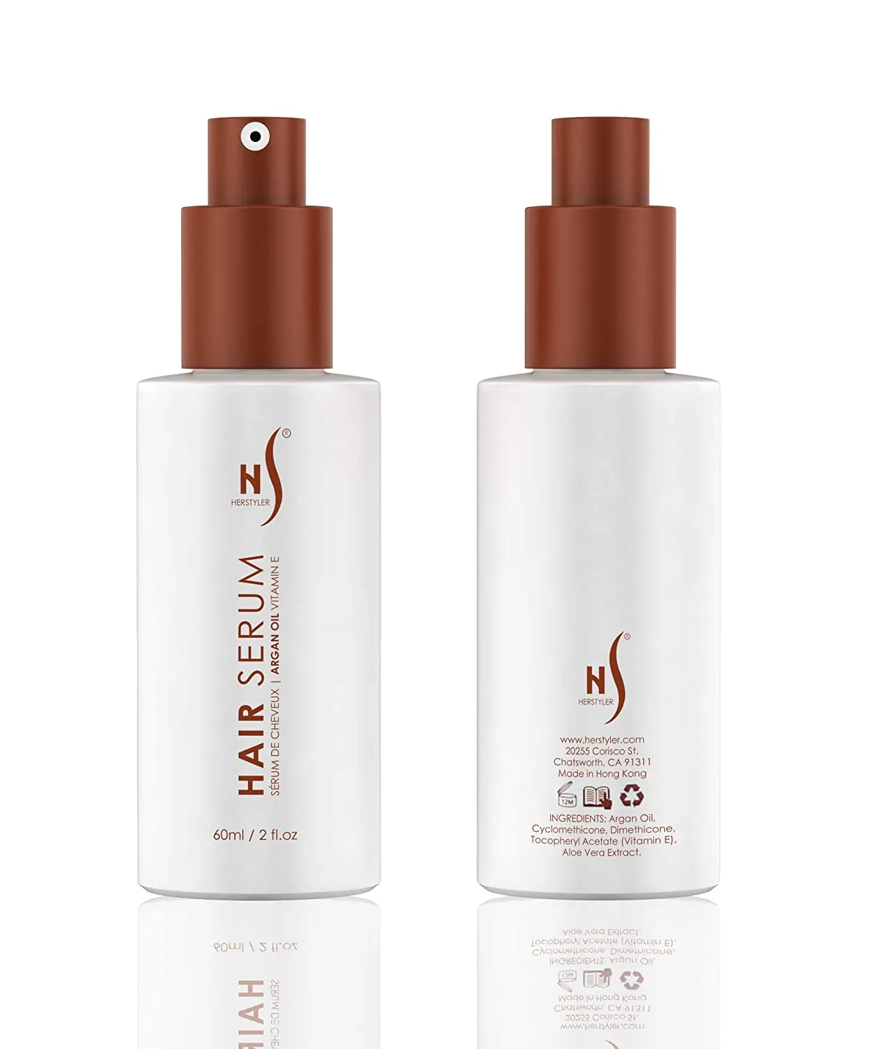 Herstyler Hair Repair Serum - Argan Oil Hair Serum, Vitamin E Hair Serum and Aloe Vera Hair Serum for Frizz Control, Shine and Straightening - Coz Love is in the Hair - 2 Fl. Oz, 60 Ml