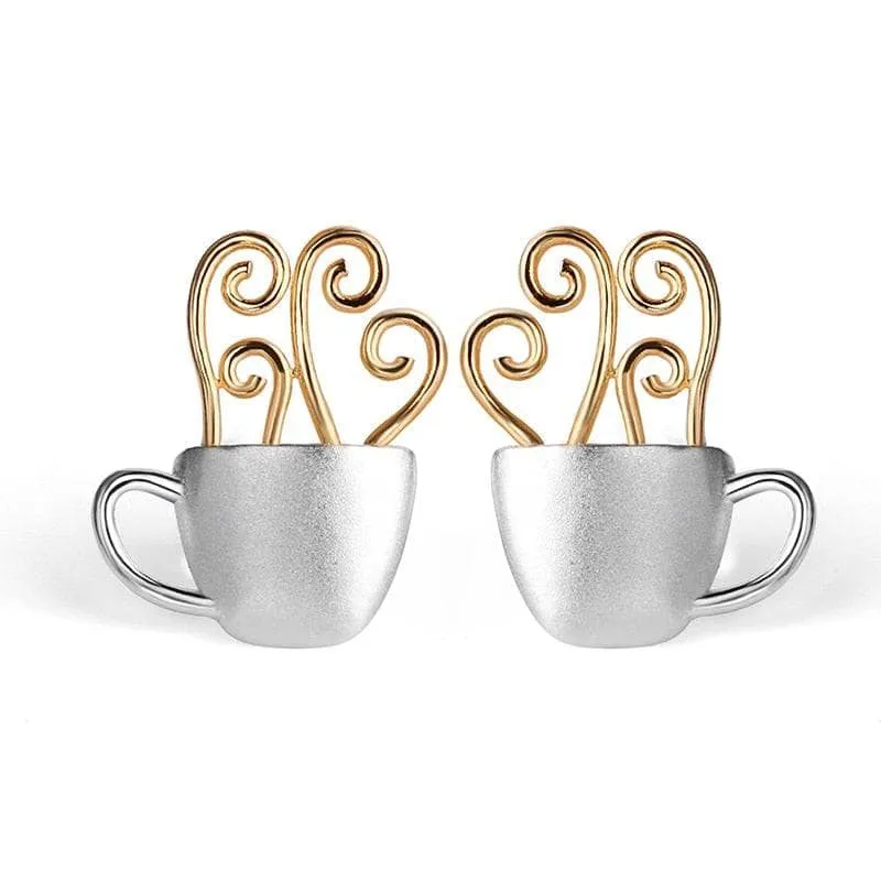 Hot Coffee Cup Fashion Stud Earrings
