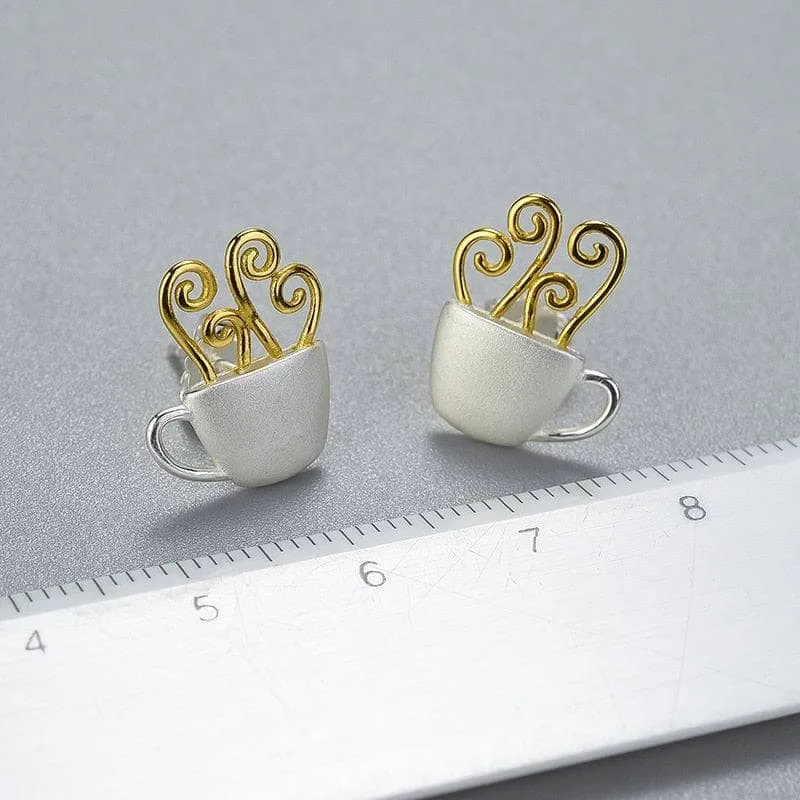 Hot Coffee Cup Fashion Stud Earrings