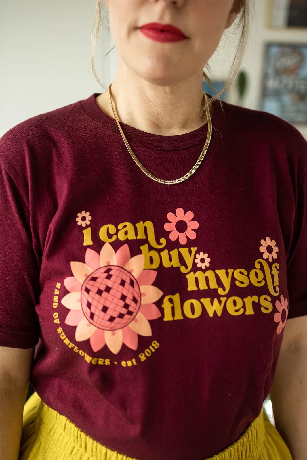 i can buy myself flowers tee in maroon