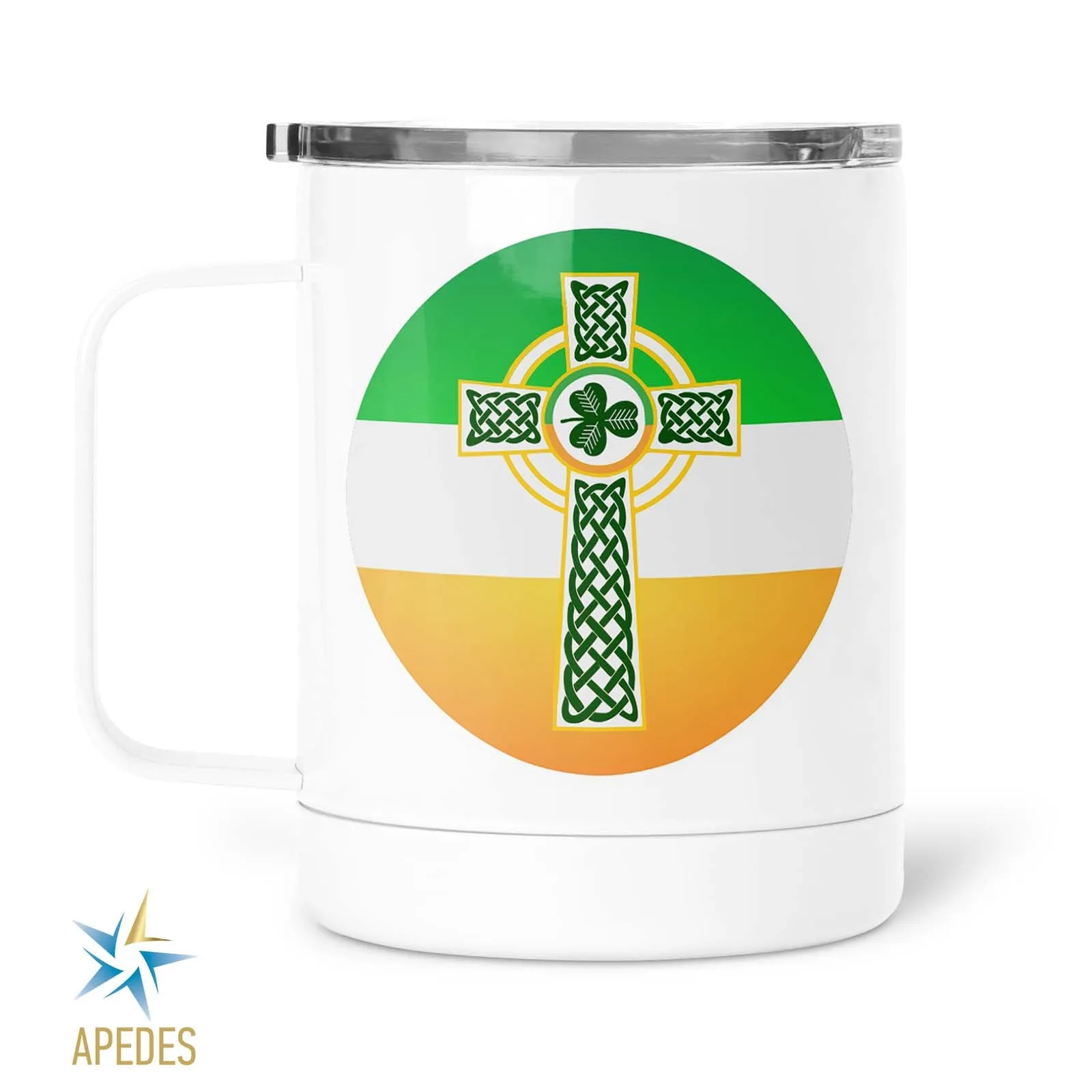 Irish Celtic Crest Ireland Flag Stainless Steel Travel Mug 13 OZ