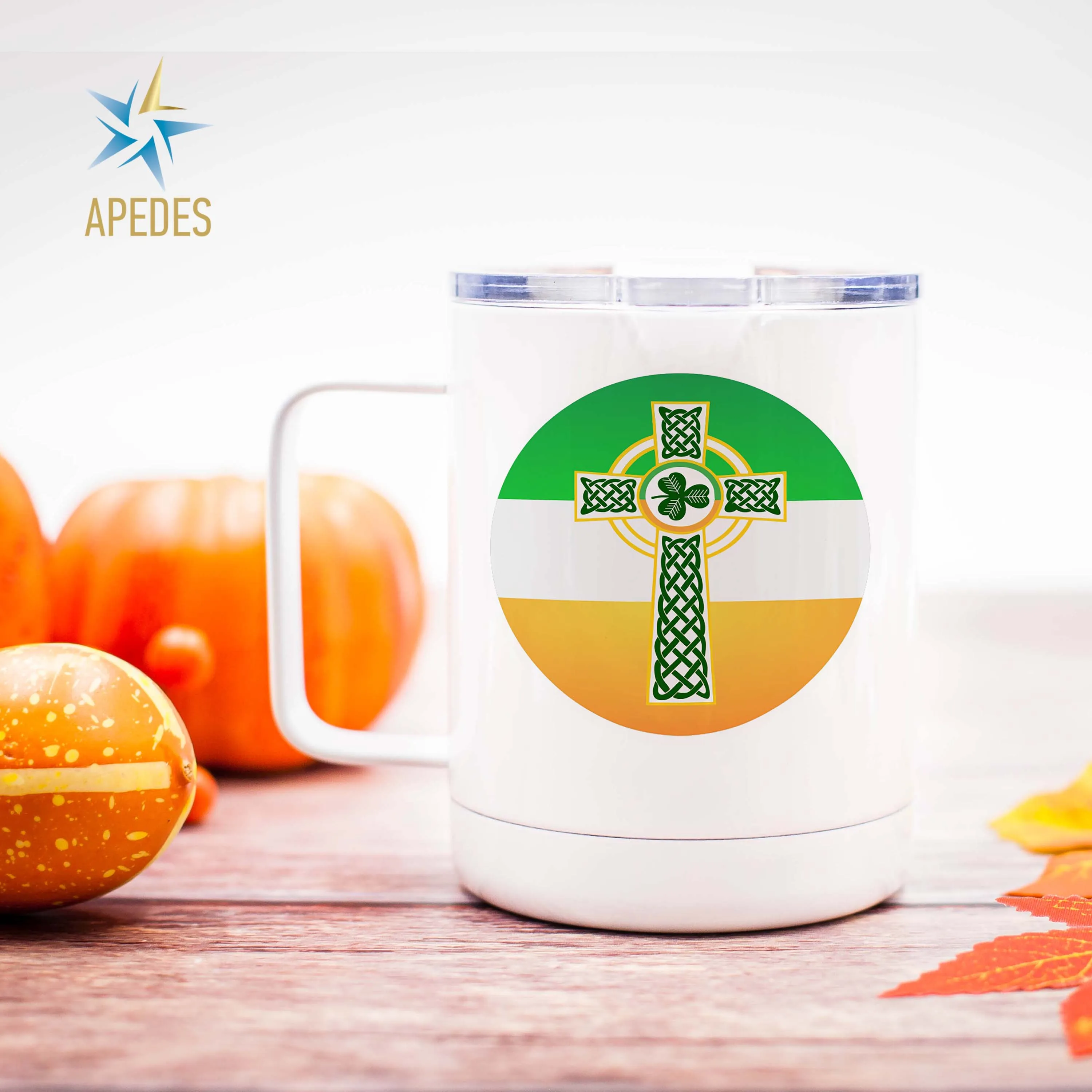 Irish Celtic Crest Ireland Flag Stainless Steel Travel Mug 13 OZ