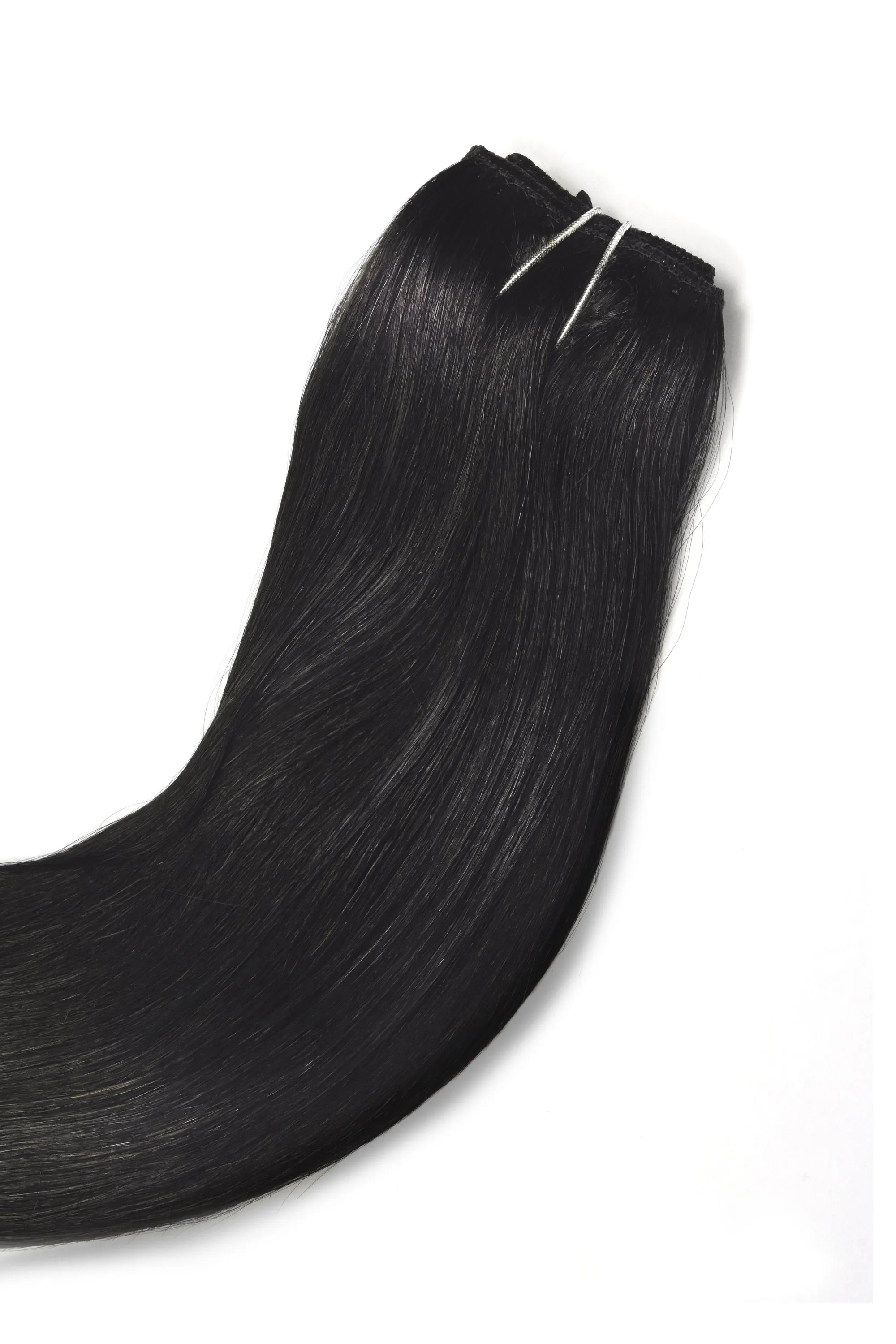 Jet Black (#1) Quad Weft Clip In One Piece Hair Extensions