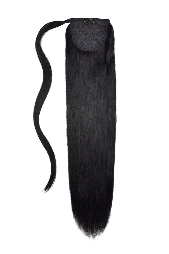 Jet Black (#1) Straight Up Wrap Around Ponytail Extension