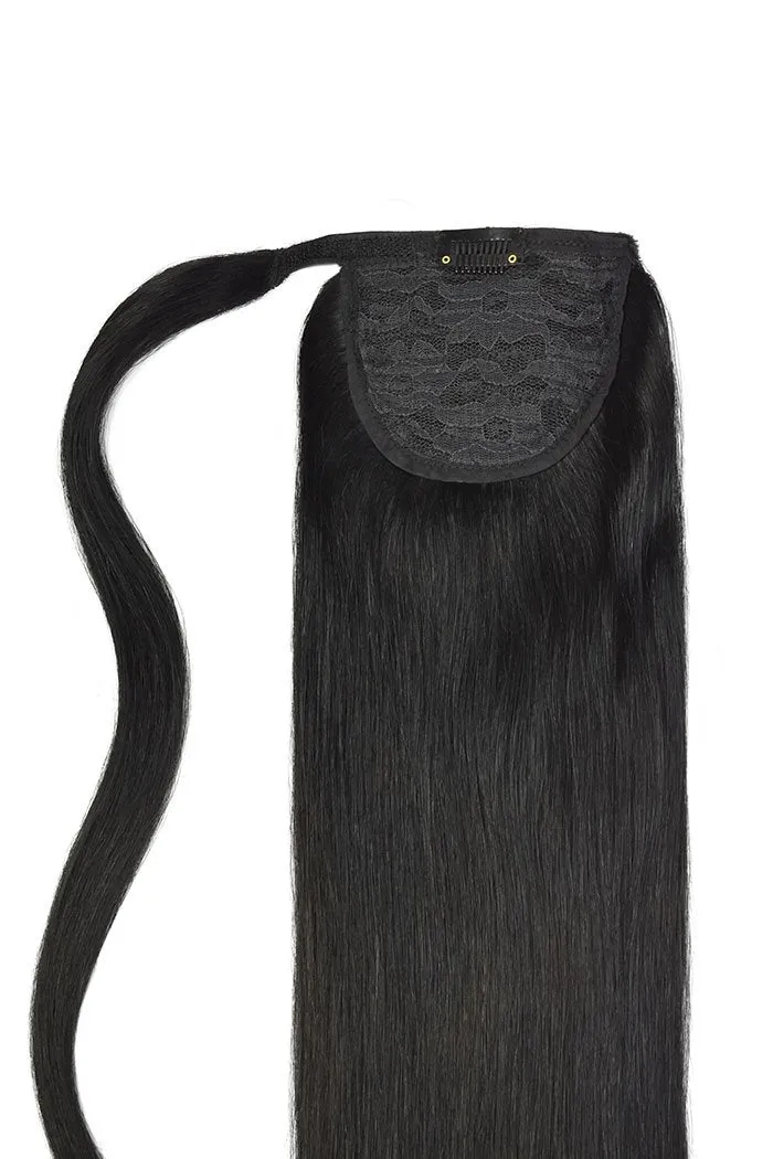 Jet Black (#1) Straight Up Wrap Around Ponytail Extension