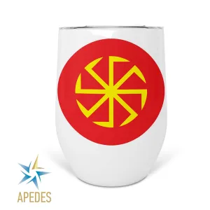 Kolovrat Slavic Solar Symbol Stainless Steel Stemless Wine Cup 12 OZ