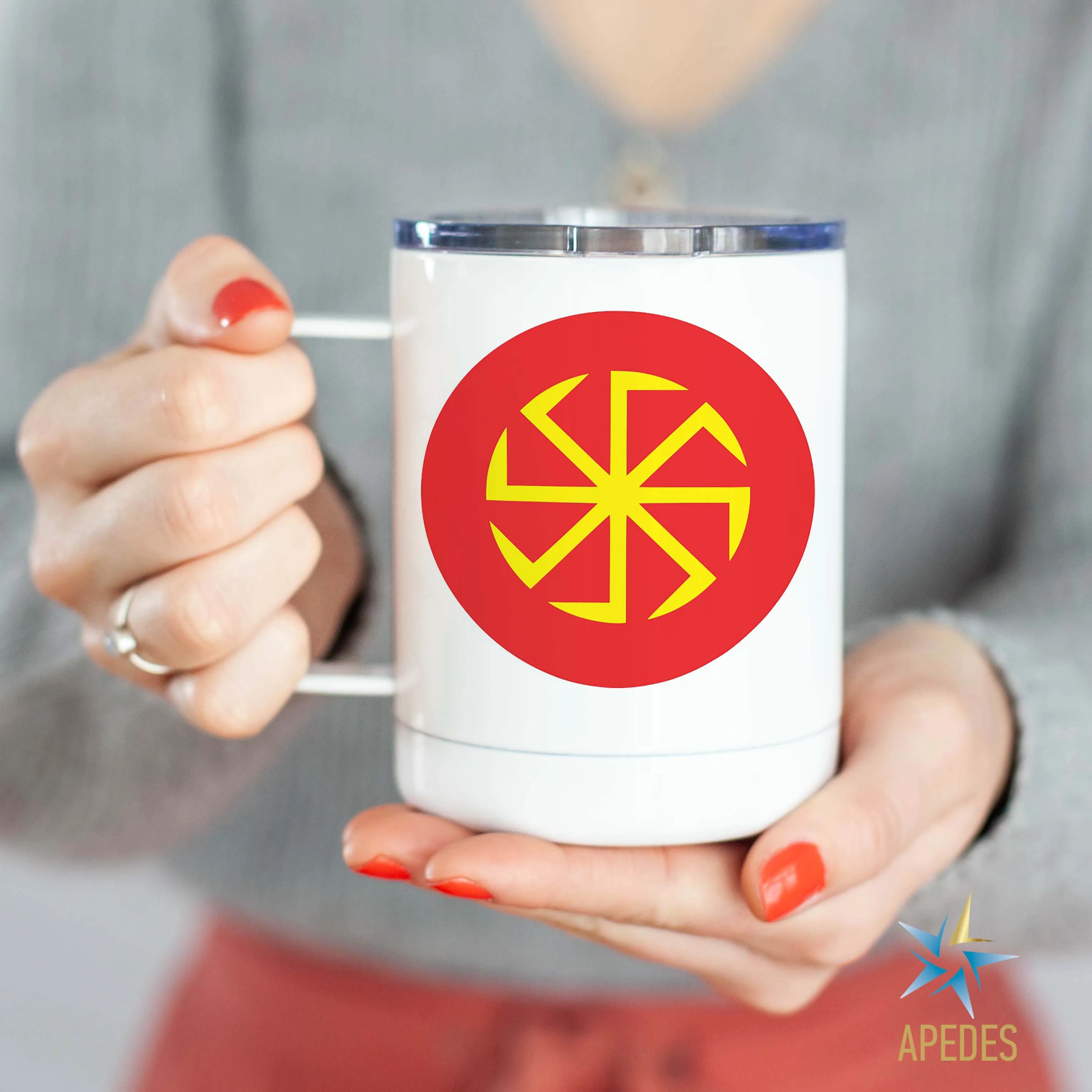 Kolovrat Slavic Solar Symbol Stainless Steel Travel Mug 13 OZ