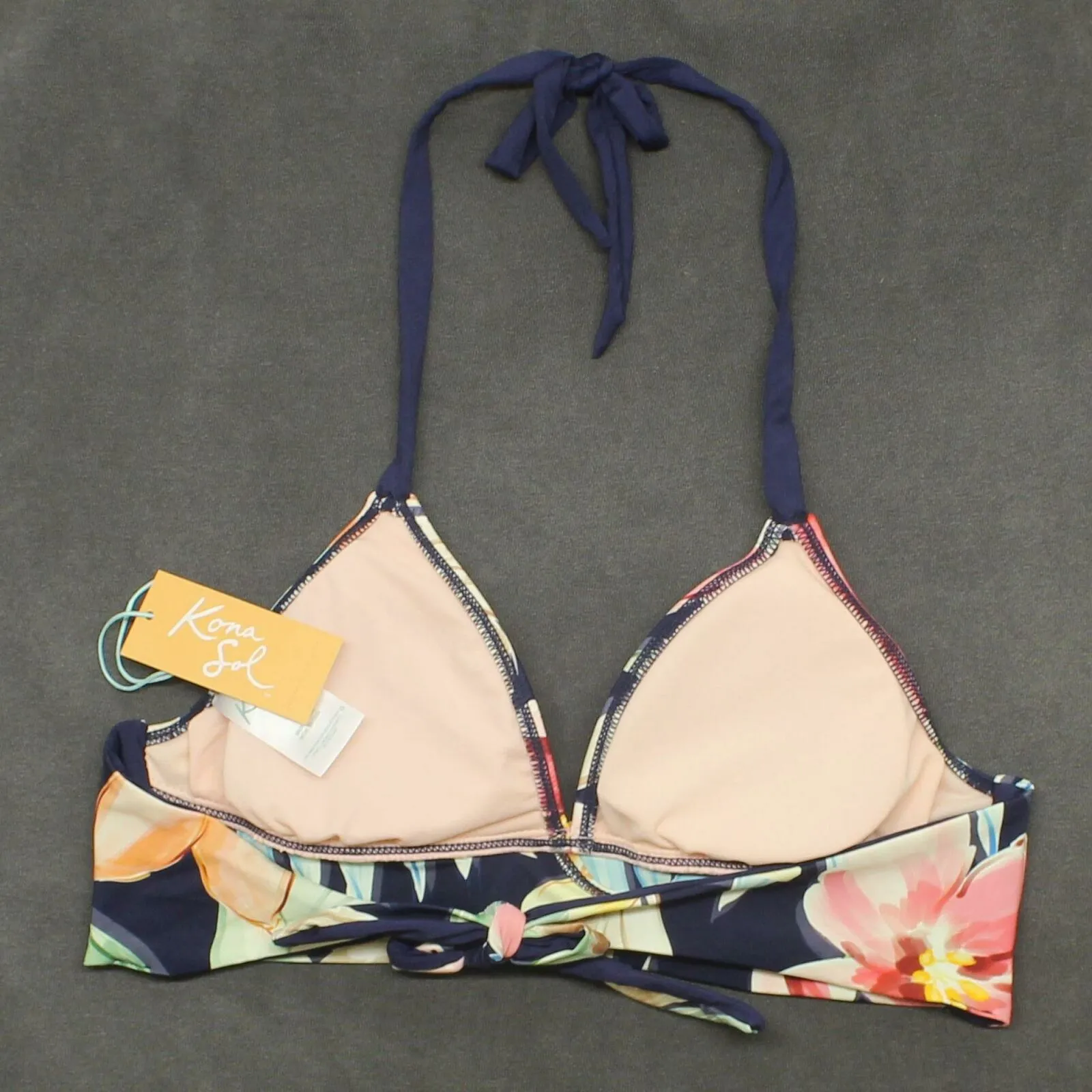 Kona Sol Women's Faux Wrap Timeless Garden Halter Bikini Top