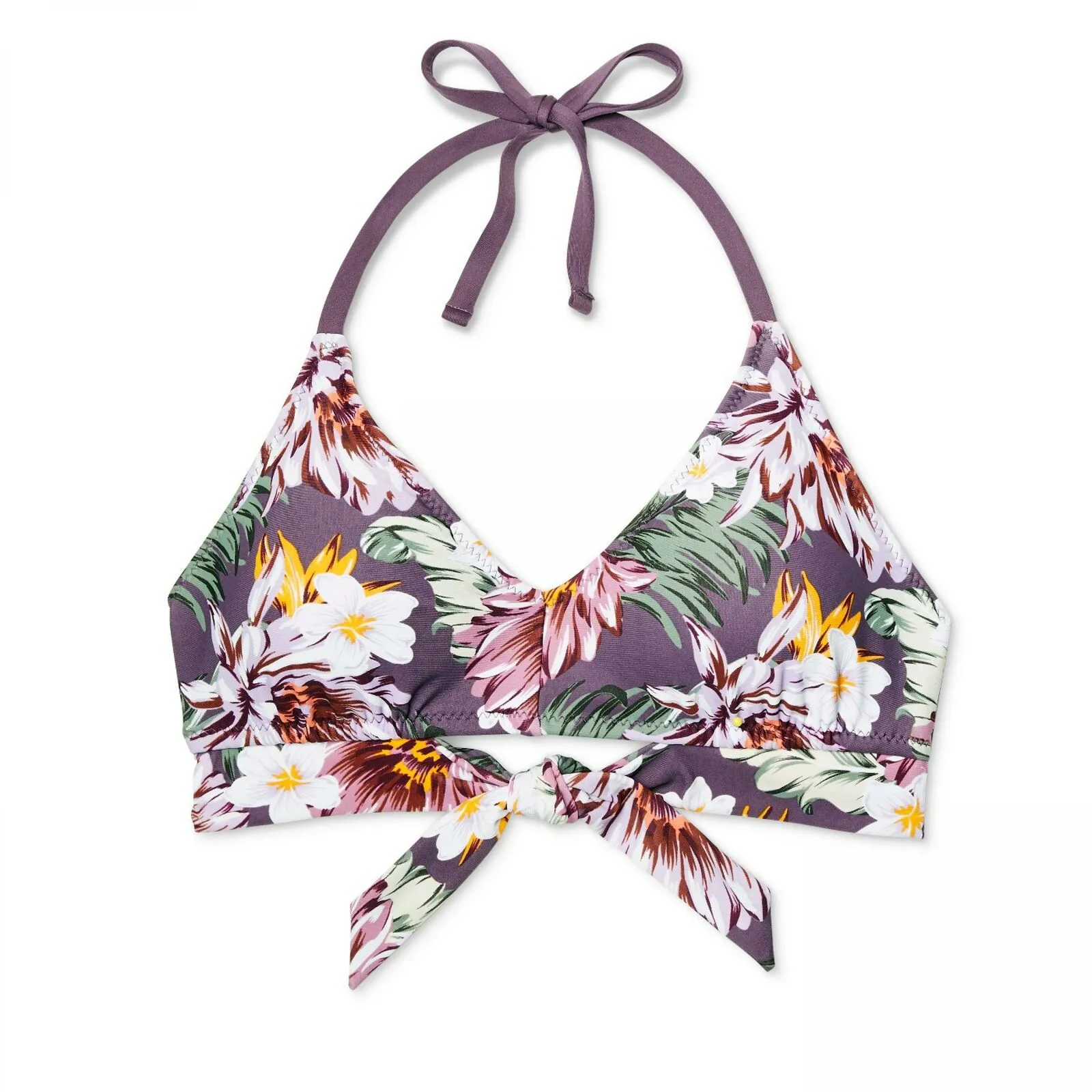 Kona Sol Women's Tie Front Halter Bralette Bikini Top