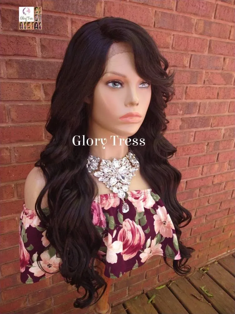 Lace Front Wig, Glory Tress, Wig, Wavy Wig, Black Wig, Wigs, African American Wig, Wavy Lace Front Wig, Side Bangs // BEAUTIFUL