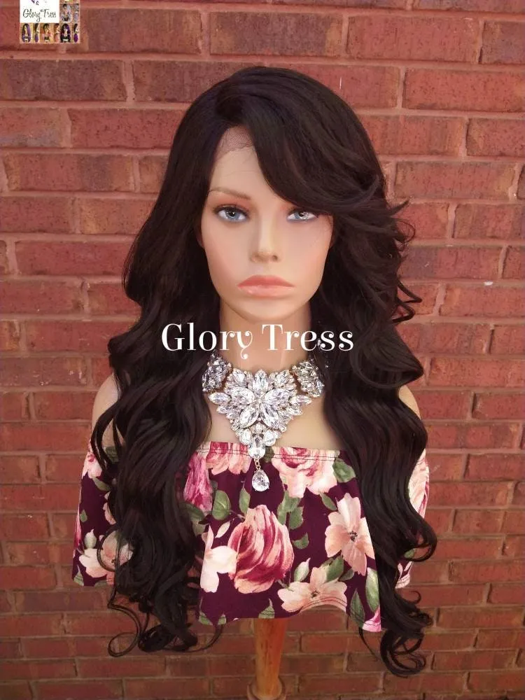 Lace Front Wig, Glory Tress, Wig, Wavy Wig, Black Wig, Wigs, African American Wig, Wavy Lace Front Wig, Side Bangs // BEAUTIFUL
