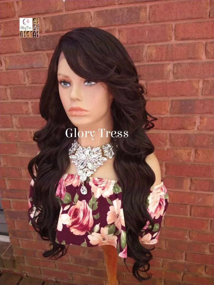 Lace Front Wig, Glory Tress, Wig, Wavy Wig, Black Wig, Wigs, African American Wig, Wavy Lace Front Wig, Side Bangs // BEAUTIFUL