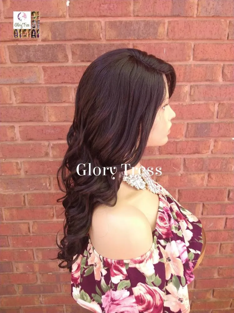 Lace Front Wig, Glory Tress, Wig, Wavy Wig, Black Wig, Wigs, African American Wig, Wavy Lace Front Wig, Side Bangs // BEAUTIFUL