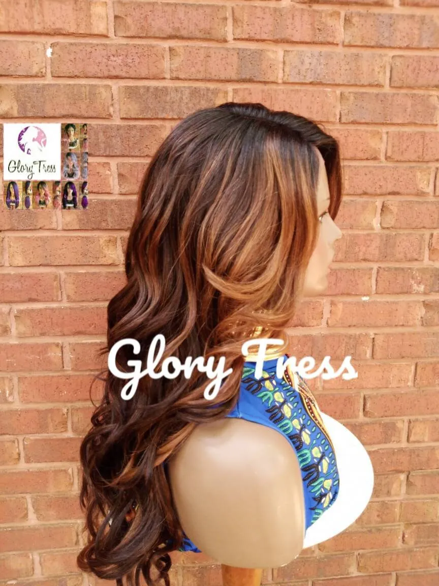Lace Front Wig, Wavy Lace Front Wig, Ombre Auburn Wig, Dark Rooted Bombshell Wig, On Sale // PURITY2
