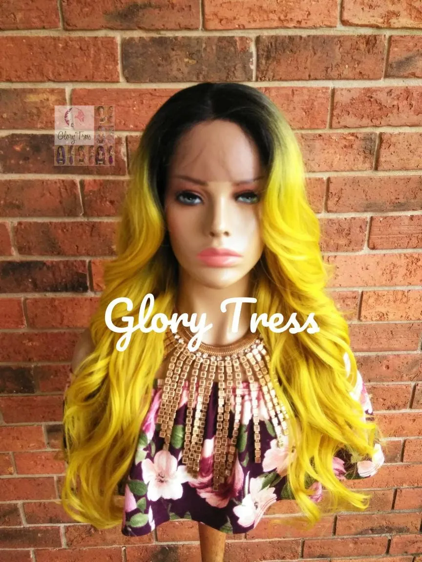Lace Front Wig, Wavy Lace Front Wig, Wigs, Ombre Wig, Wig, Ombre Yellow Wig, Glory Tress, Cosplay Wig, Heat Resistant Wig, CLEARANCE / SUNNY