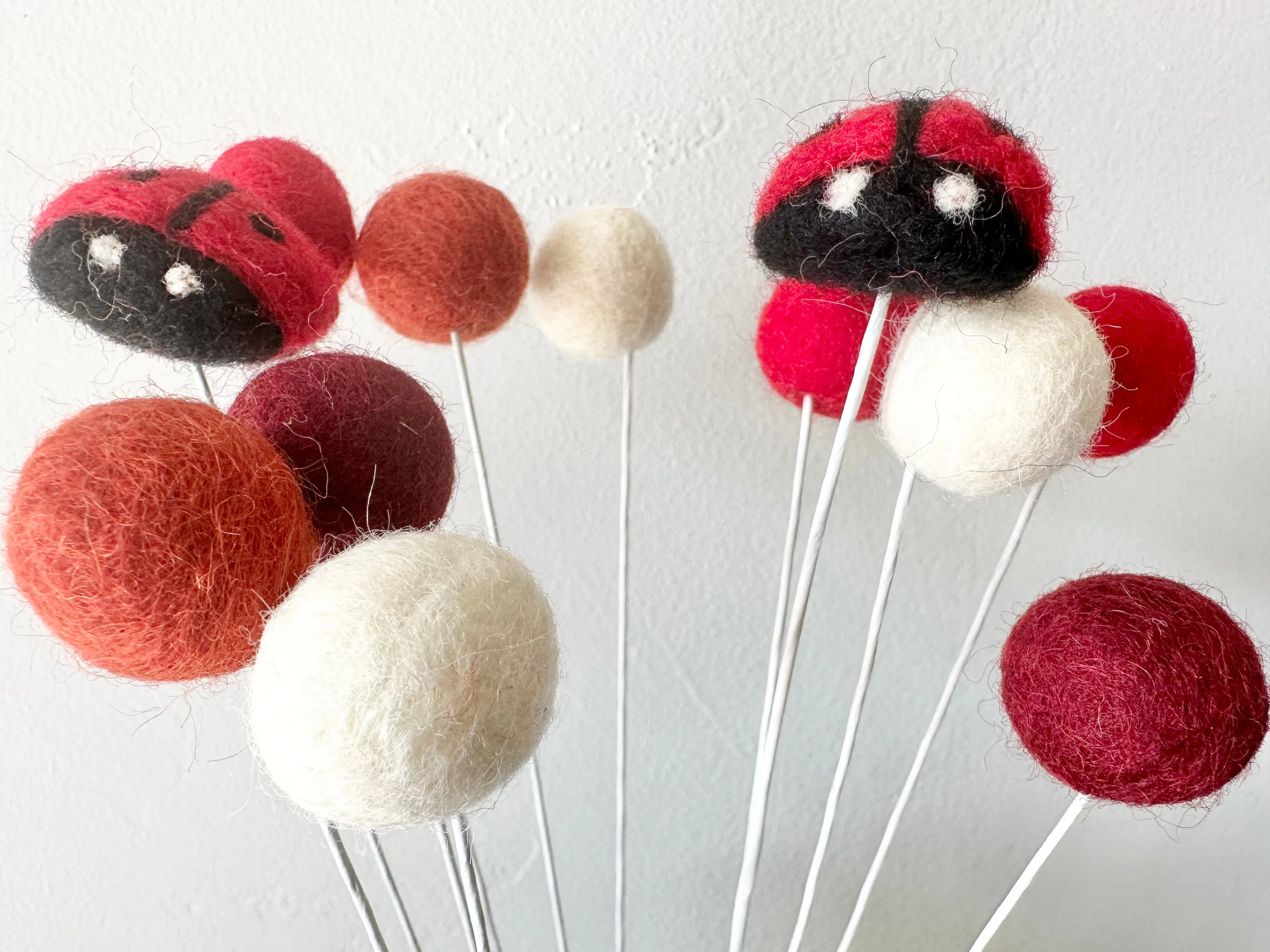 Lady Bug & Felt Ball Flower Bouquet