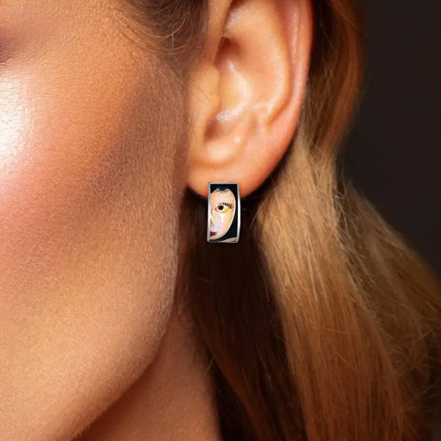 Lady's Face Enamel Earrings