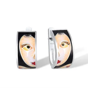 Lady's Face Enamel Earrings