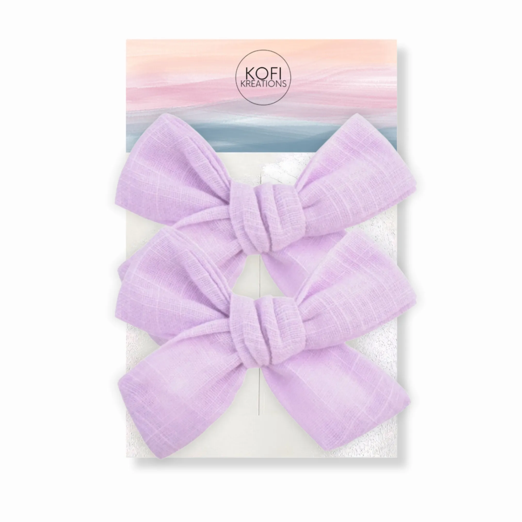 Lavender | Pigtail Set - Hand-tied Bow