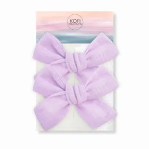 Lavender | Pigtail Set - Hand-tied Bow