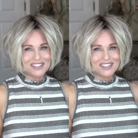 Light gold BOB wig (Hair root black)