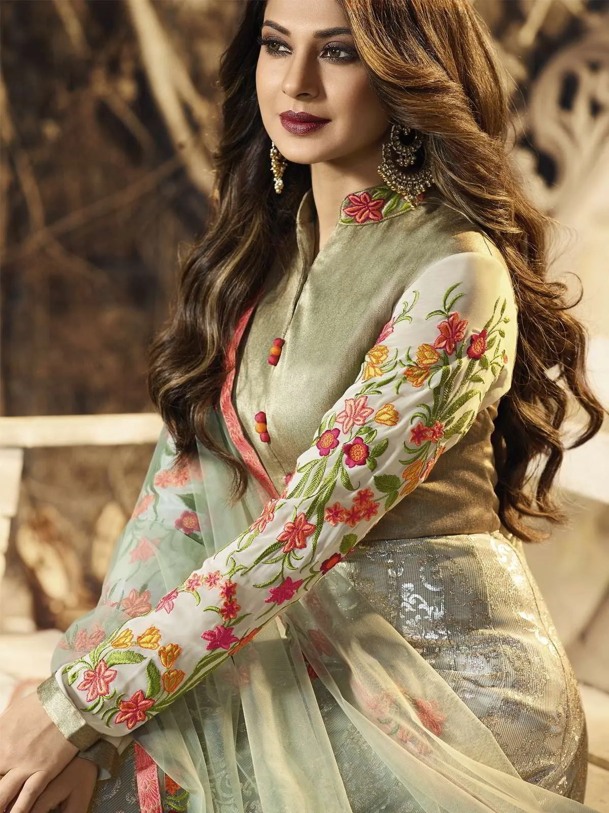 Light Green Traditional Multi Embroidered Anarkali Gown