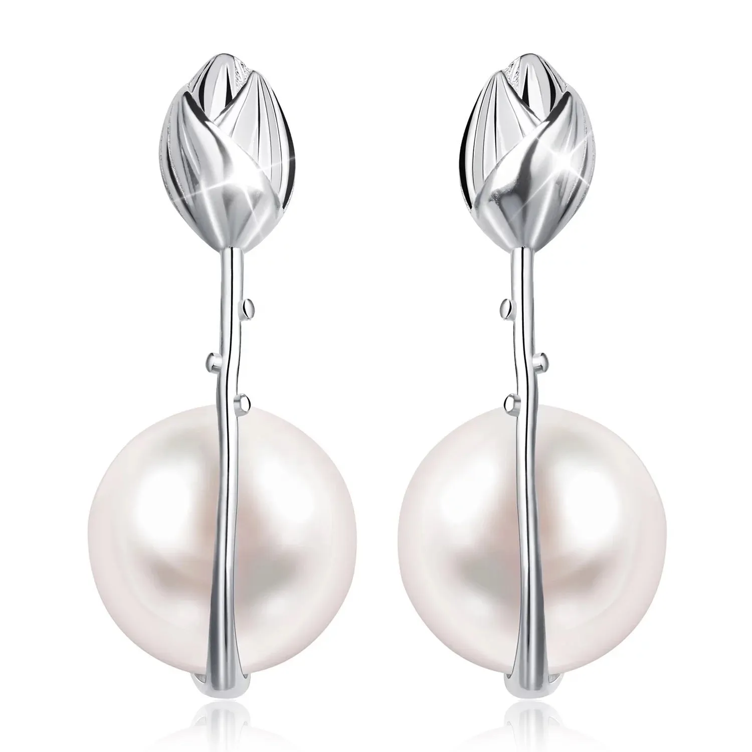 Lotus Flower Mother of Pearl Dangle Earrings
