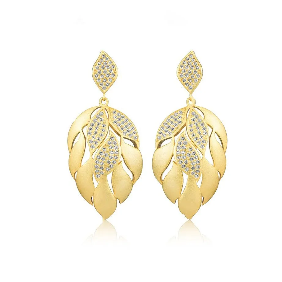 Luxury Aster Flower Petals Dangle Earrings