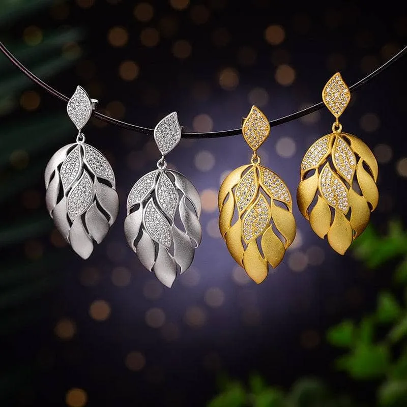 Luxury Aster Flower Petals Dangle Earrings