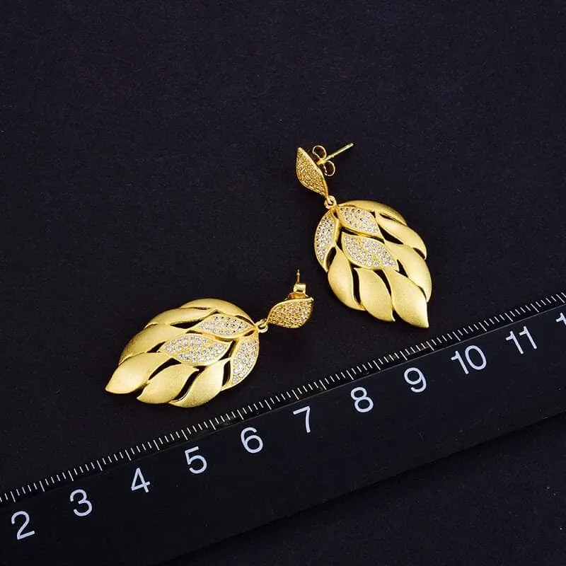 Luxury Aster Flower Petals Dangle Earrings