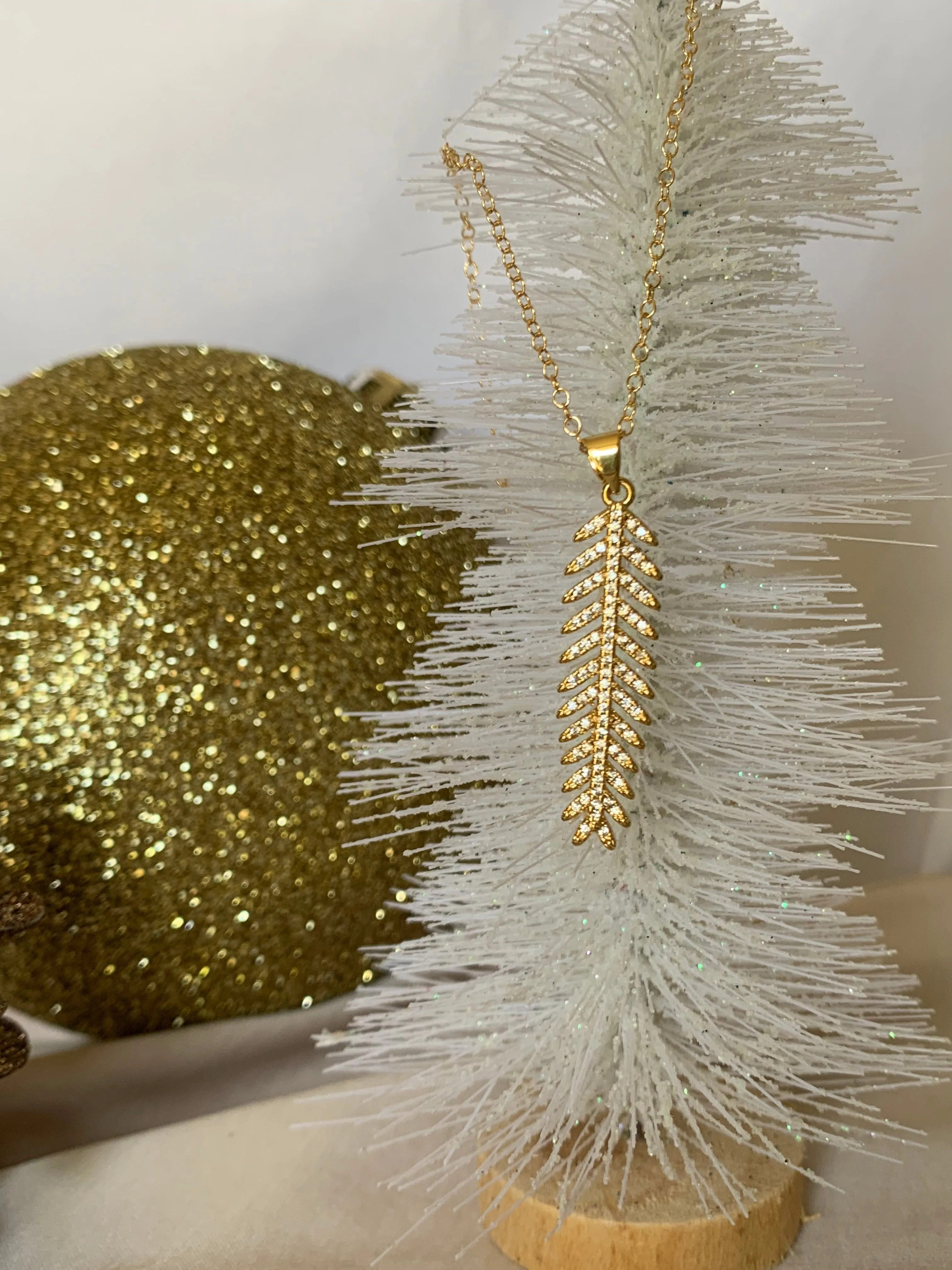 Majesty Palm Leaf Necklace with White Cubic Zirconias