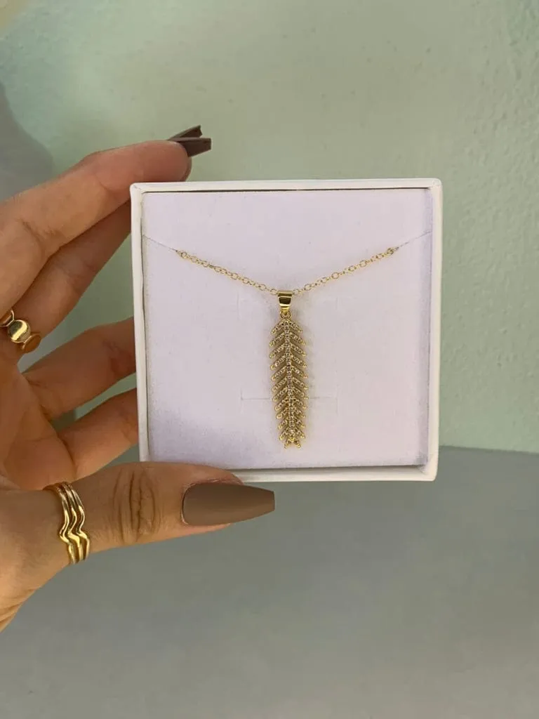 Majesty Palm Leaf Necklace with White Cubic Zirconias