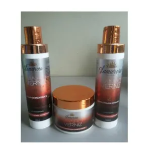 Mandioca Cassava Varnish Bath Home Care Hair Kit 3 Itens - Glamurosa Cosmetics