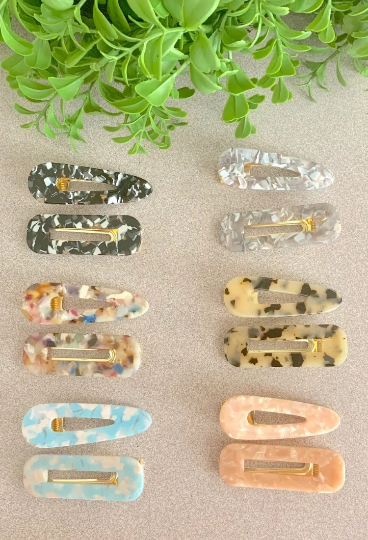 Marble Hair Clip Set