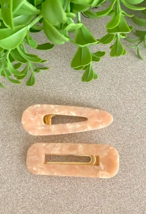 Marble Hair Clip Set