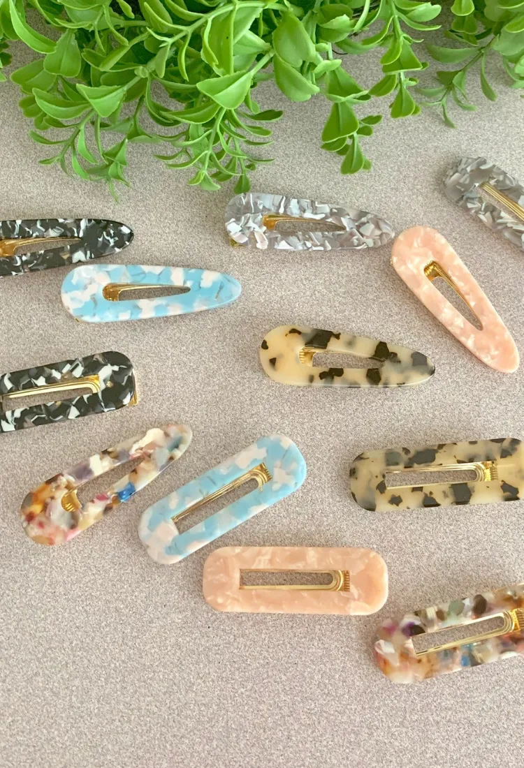 Marble Hair Clip Set