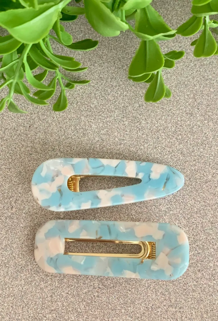 Marble Hair Clip Set