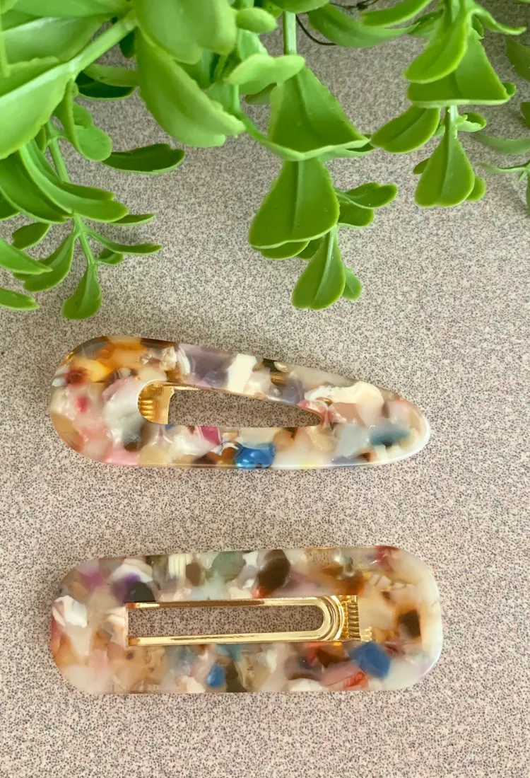 Marble Hair Clip Set