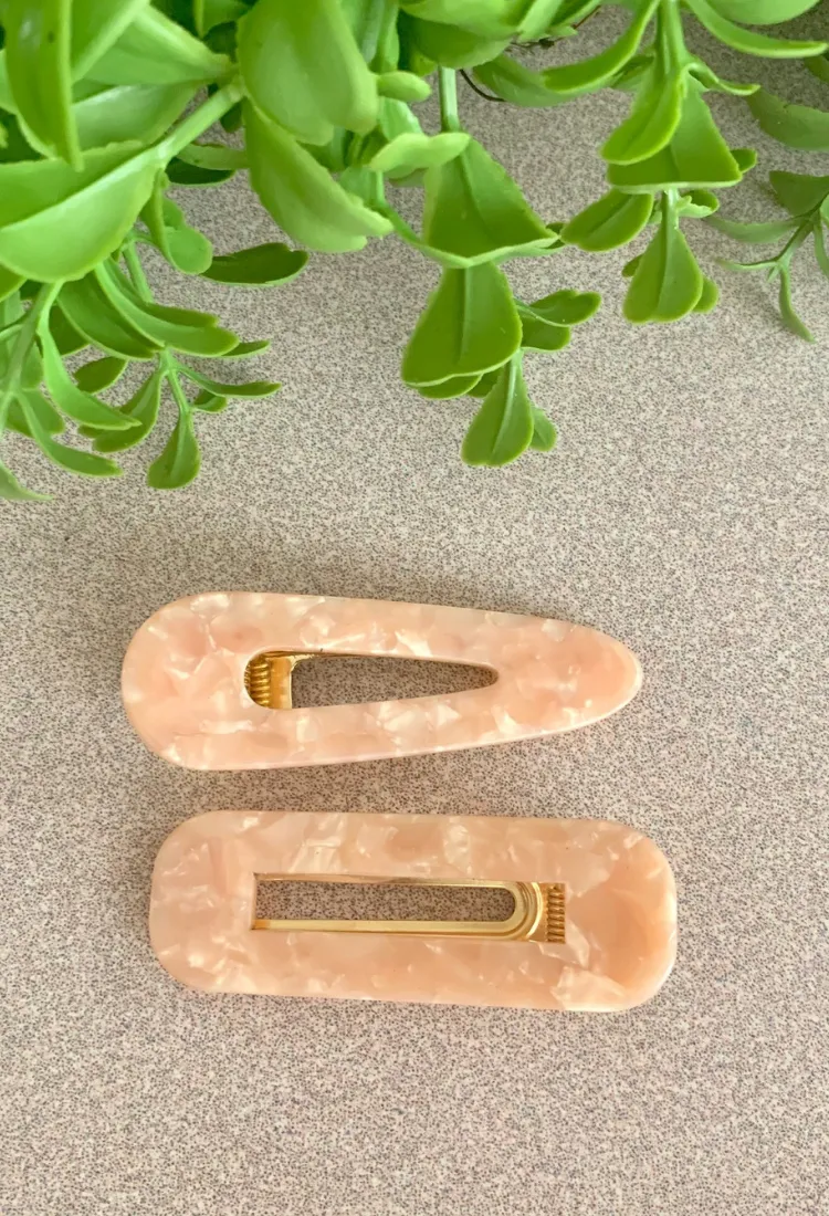 Marble Hair Clip Set