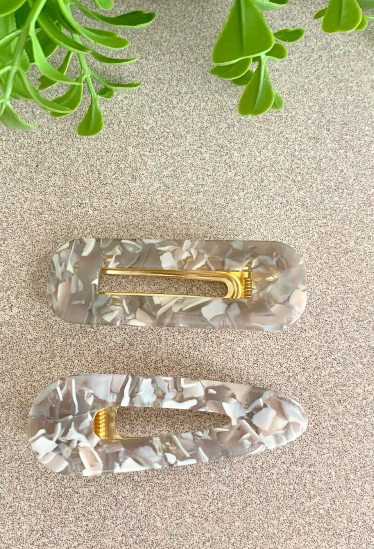 Marble Hair Clip Set