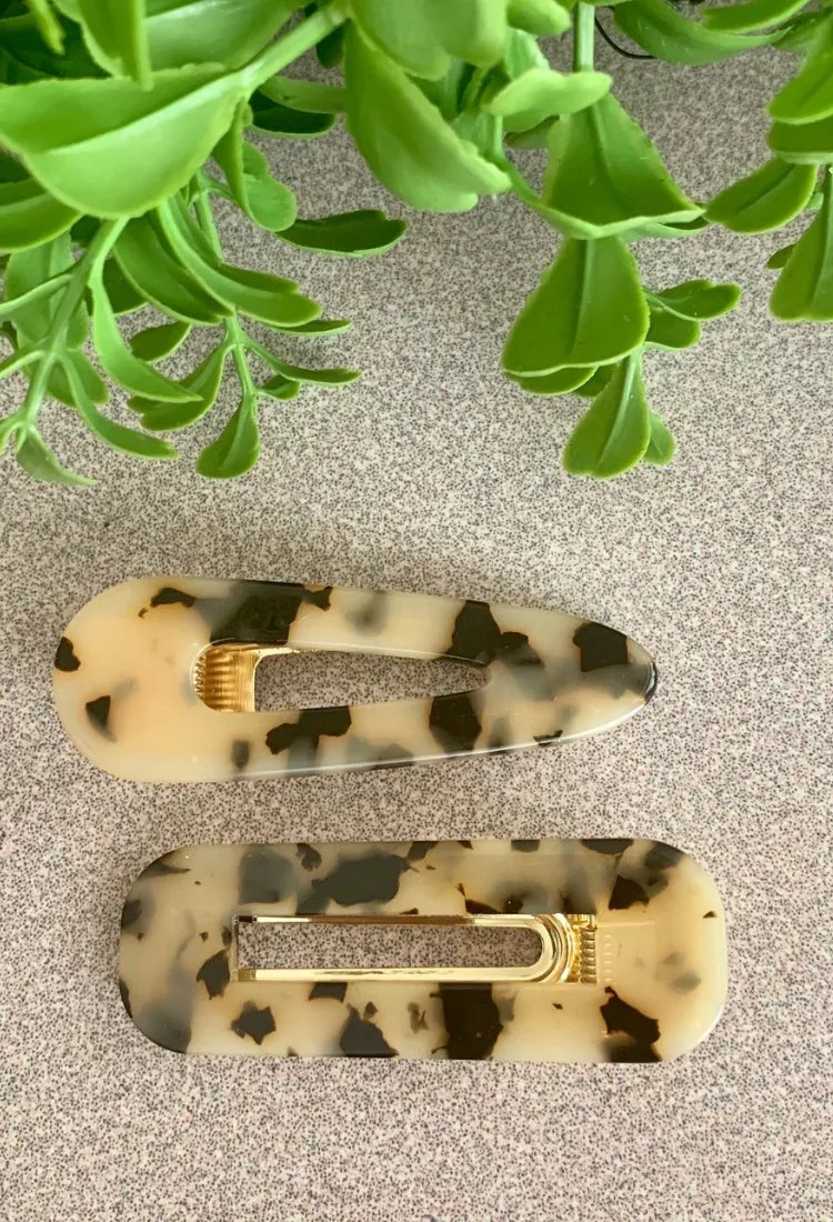 Marble Hair Clip Set
