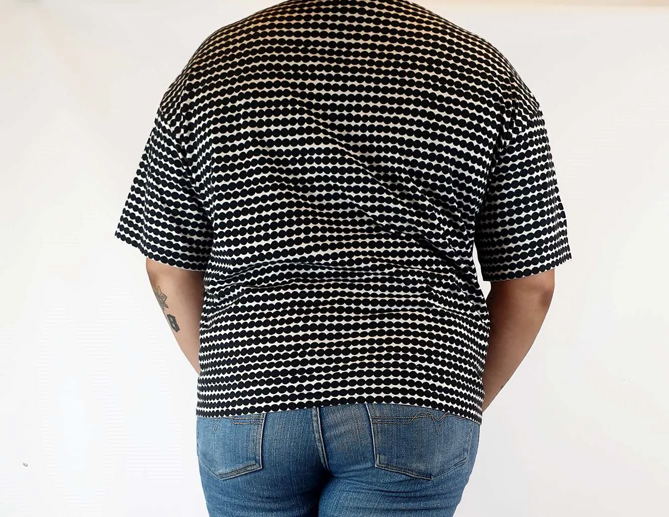 Marimekko x Uniqlo black and white polka dot print top size L