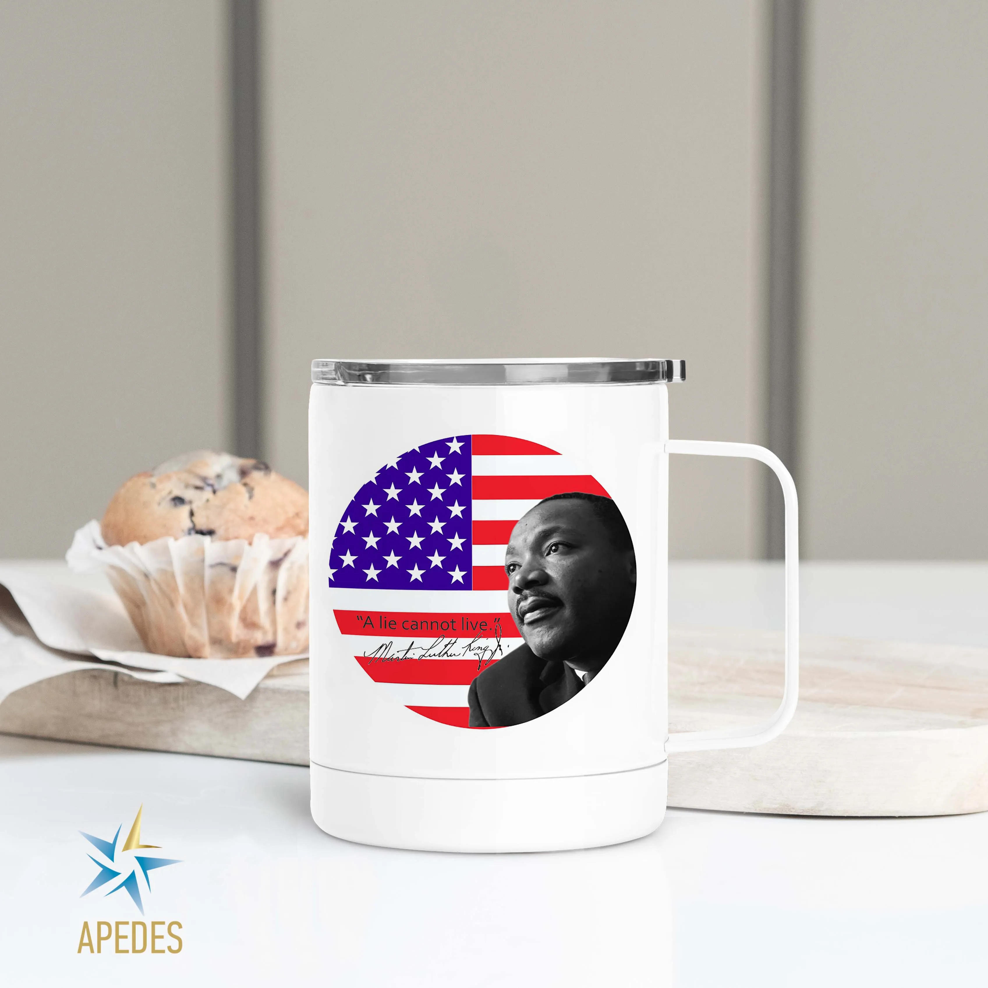 Martin Luther King Jr USA Flag Stainless Steel Travel Mug 13 OZ