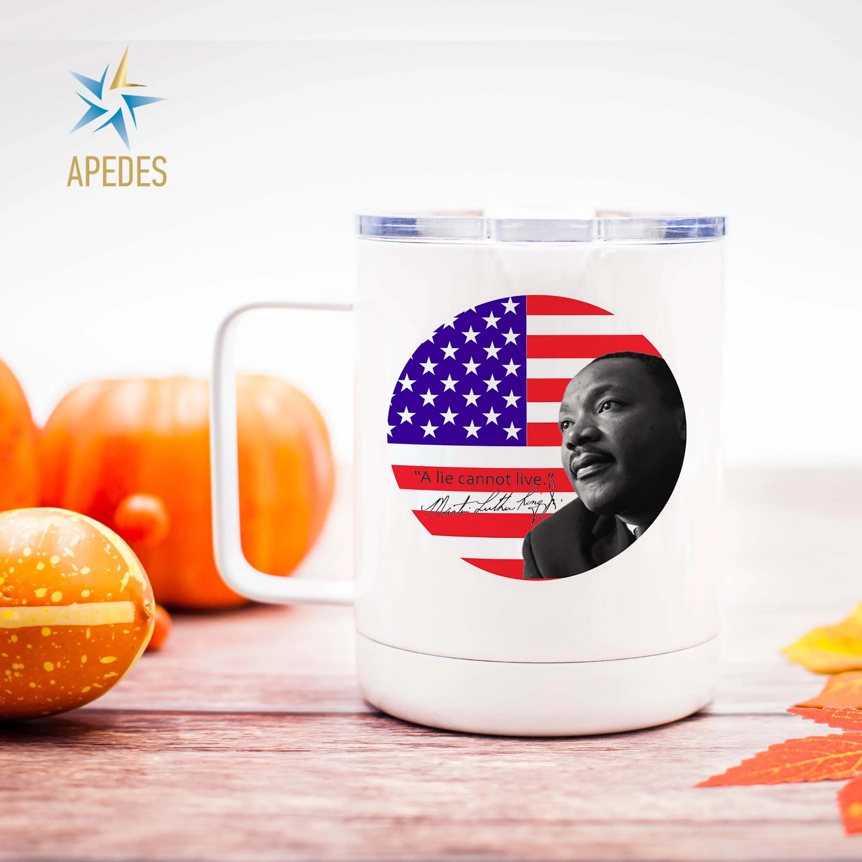 Martin Luther King Jr USA Flag Stainless Steel Travel Mug 13 OZ