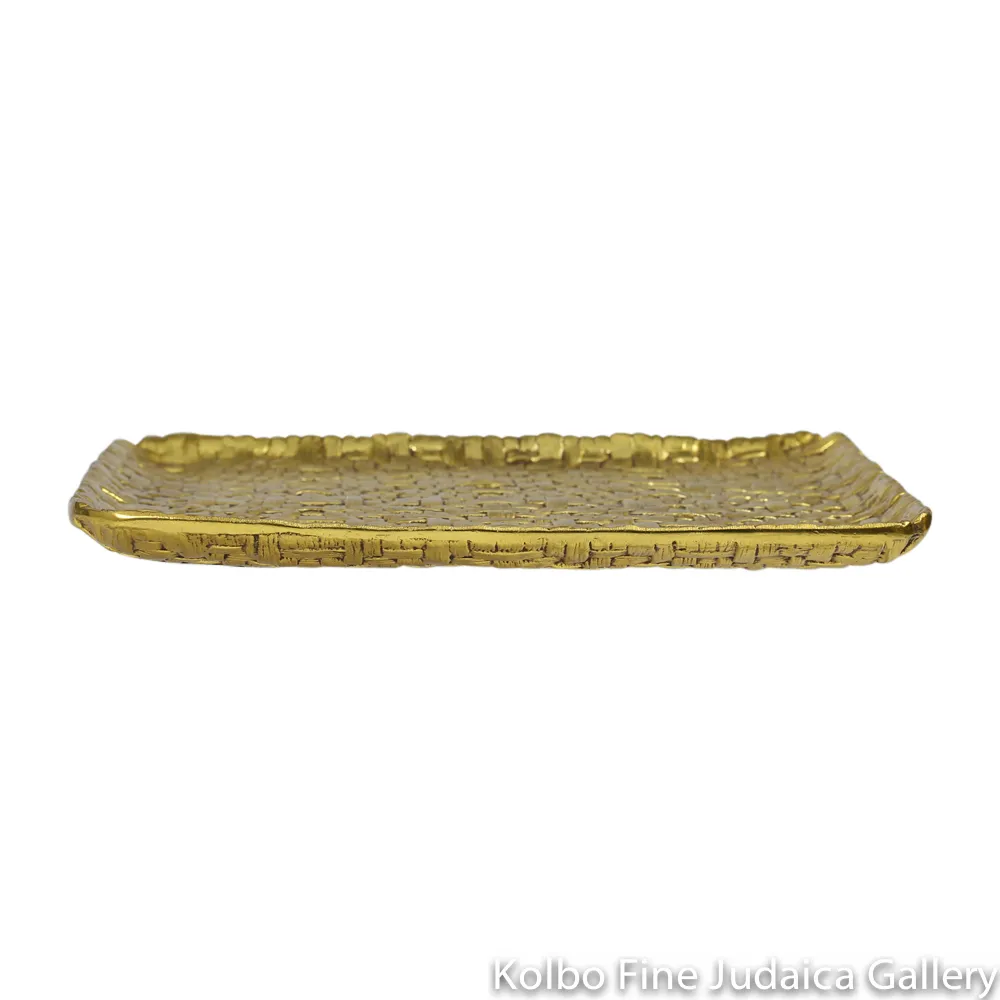 Matzah Plate, Palm Branch Design, Goldtone