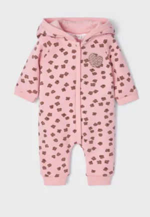 Mayoral Pink and Brown One Piece Hooded Bodysuit
